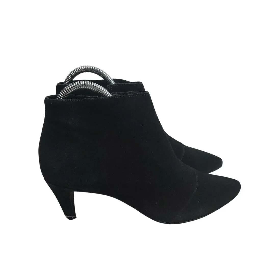 Black Suede heeled Booties sz 7.5 by Matisse anthropologie